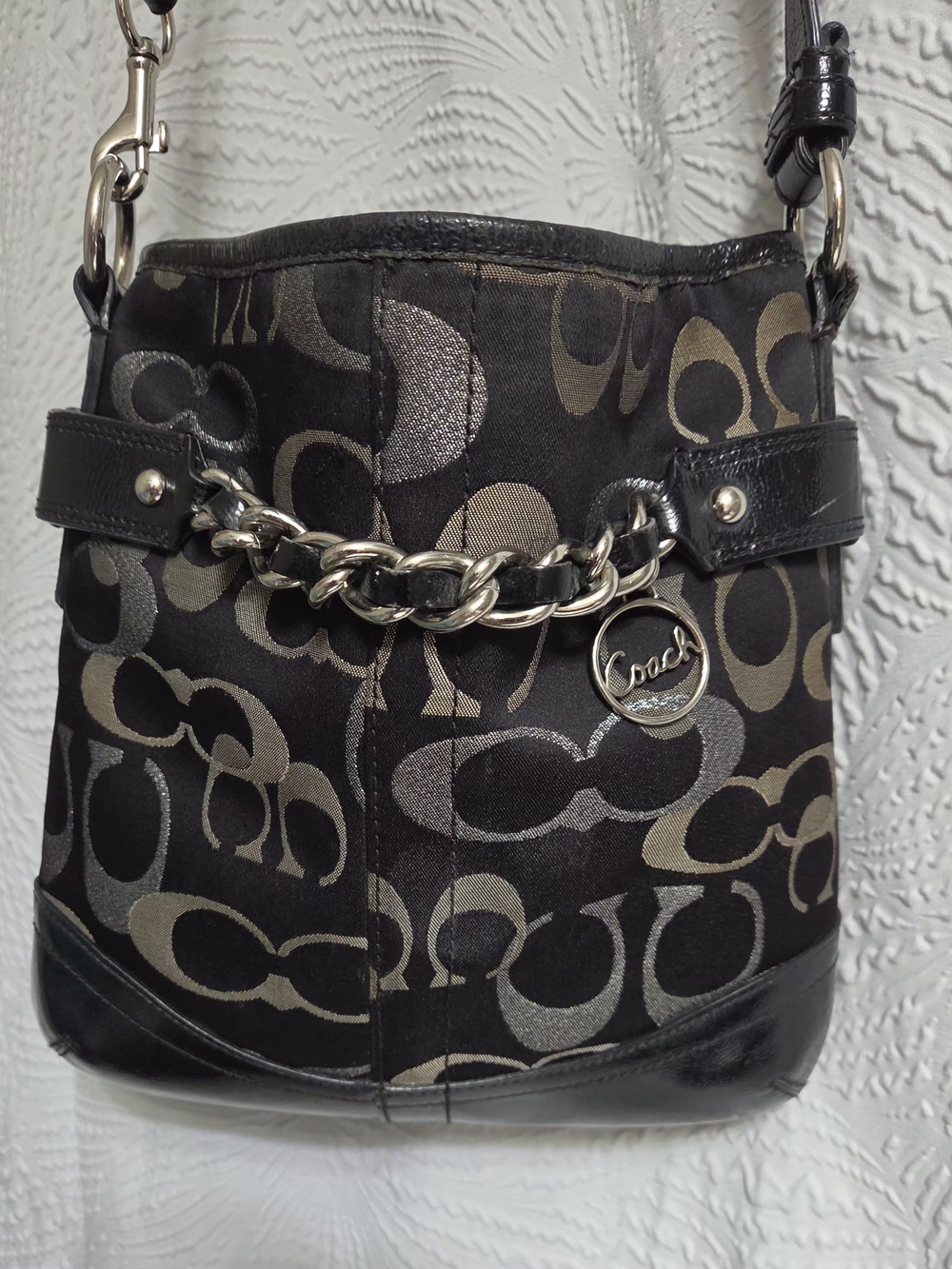 Coach Optic Signature Chain Shoulder Bag. AS IS. FIRM $